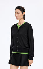 Sweater / JNBY Round-Veck Lyocell Wool Cardigan