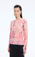 Sweater / JNBY T-Shape Floral Print Mohair Blend Cardigan