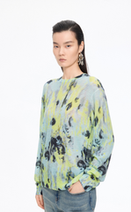 Sweater / JNBY T-Shape Floral Print Mohair Blend Pullover