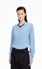 Sweater / JNBY V-neck Cashmere Wool Blend Pullover
