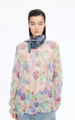 Sweater / JNBY Watercolor Floral Fuzzy Knit