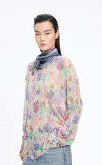 Sweater / JNBY Watercolor Floral Fuzzy Knit