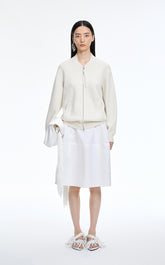 Sweater / JNBY Wool-Blend Collarless Zip Cardigan