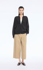 Sweater / JNBY Wool-Blend Collarless Zip Cardigan