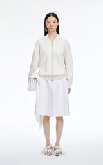 Sweater / JNBY Wool-Blend Collarless Zip Cardigan