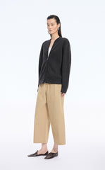 Sweater / JNBY Wool-Blend Collarless Zip Cardigan