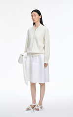 Sweater / JNBY Wool-Blend Collarless Zip Cardigan