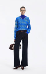 Sweater / JNBY Cotton Blend V-Neck Textured Knit