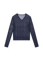 Sweater / JNBY Cotton Blend V-Neck Textured Knit