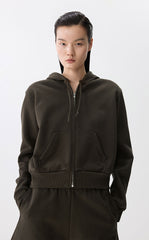 Sweatshirt / JNBY Drawstring Cropped Cotton Hoodie