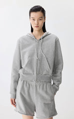 Sweatshirt / JNBY Drawstring Cropped Cotton Hoodie