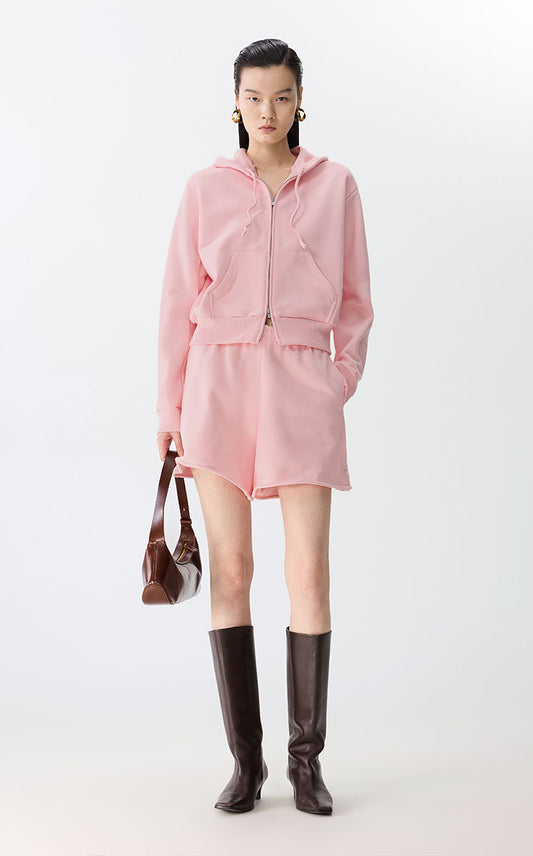 Sweatshirt / JNBY Drawstring Cropped Cotton Hoodie