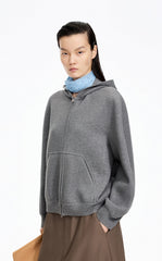 Sweatshirt / JNBY O-Shape Zip Cotton-Blend Hoodie