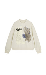 Sweatshirt / JNBY Playful Cat Oversized Cotton Sweatshirt