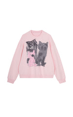 Sweatshirt / JNBY Playful Cat Oversized Cotton Sweatshirt