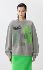 Sweatshirt / JNBY Playful Cat Oversized Cotton Sweatshirt