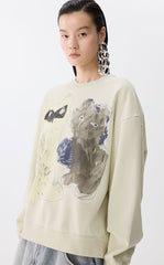 Sweatshirt / JNBY Playful Cat Oversized Cotton Sweatshirt