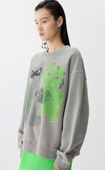 Sweatshirt / JNBY Playful Cat Oversized Cotton Sweatshirt