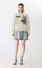 Sweatshirt / JNBY Playful Cat Oversized Cotton Sweatshirt