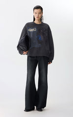 Sweatshirt / JNBY Playful Cat Oversized Cotton Sweatshirt