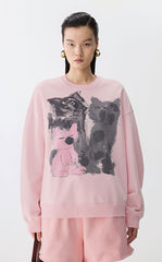 Sweatshirt / JNBY Playful Cat Oversized Cotton Sweatshirt