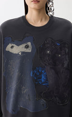 Sweatshirt / JNBY Playful Cat Oversized Cotton Sweatshirt