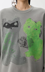 Sweatshirt / JNBY Playful Cat Oversized Cotton Sweatshirt