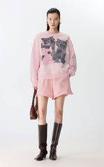 Sweatshirt / JNBY Playful Cat Oversized Cotton Sweatshirt