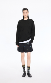 T-Shirt / JNBY 3D Floral Fringe Cotton Long Sleeve Tee