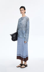 T-Shirt / JNBY Abstract Pattern Sheer Mesh Long Sleeve T-Shirt