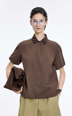 T-Shirt / JNBY Cropped Cotton Blend Polo Shirt