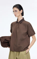 T-Shirt / JNBY Cropped Cotton Blend Polo Shirt
