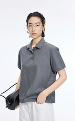 T-Shirt / JNBY Cropped Cotton Blend Polo Shirt