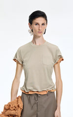 T-Shirt / JNBY Cropped Twist Hem Cotton T-Shirt