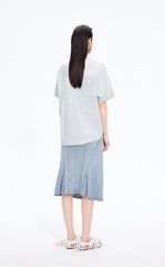 T-Shirt / JNBY Draped Pleated Hem Cotton T-Shirt