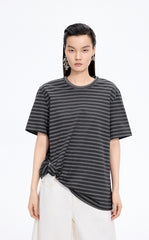 T-Shirt / JNBY Draped Pleated Hem Cotton T-Shirt