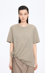 T-Shirt / JNBY Draped Pleated Hem Cotton T-Shirt
