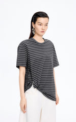 T-Shirt / JNBY Draped Pleated Hem Cotton T-Shirt