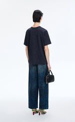 T-Shirt / JNBY Flocked Floral Cotton T-Shirt