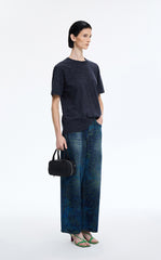 T-Shirt / JNBY Flocked Floral Cotton T-Shirt