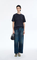 T-Shirt / JNBY Flocked Floral Cotton T-Shirt