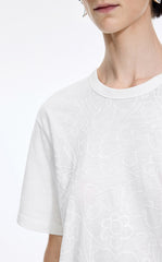 T-Shirt / JNBY Flocked Floral Cotton T-Shirt