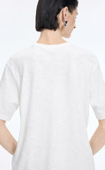 T-Shirt / JNBY Flocked Floral Cotton T-Shirt