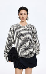T-Shirt / JNBY Hand-Drawn Floral Cotton Long Sleeve T-Shirt