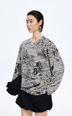 T-Shirt / JNBY Hand-Drawn Floral Cotton Long Sleeve T-Shirt