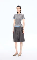 T-Shirt / JNBY Layered Slim-Fit Flocked T-Shirt