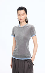 T-Shirt / JNBY Layered Slim-Fit Flocked T-Shirt