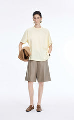T-Shirt / JNBY Mercerized Cotton Blend Asymmetric T-Shirt