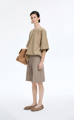 T-Shirt / JNBY Oversized O-line Cotton Blend T-Shirt