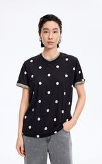 T-Shirt / JNBY Polka Dot Cotton Relaxed T-Shirt
